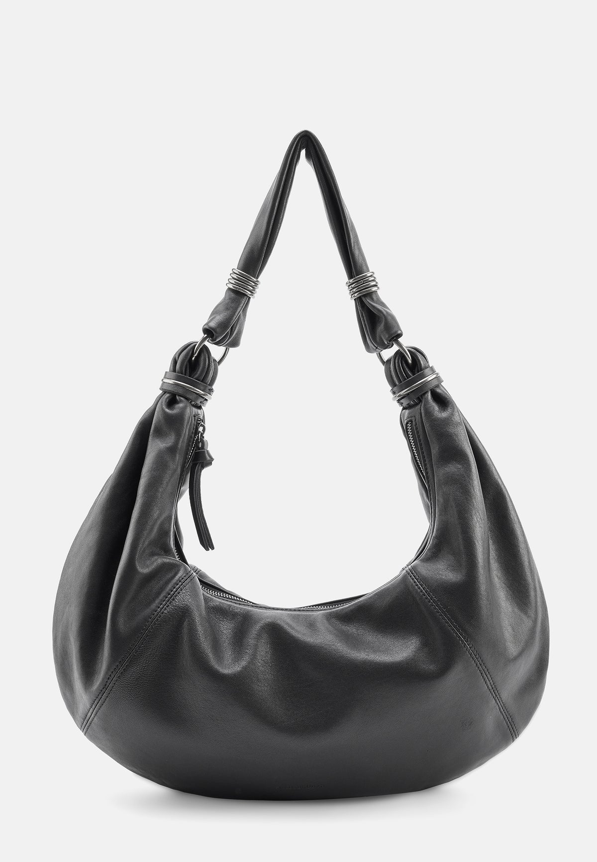 Schultertasche Big Hobo in Lederoptik, schwarz, mit geflochtenen Trägern