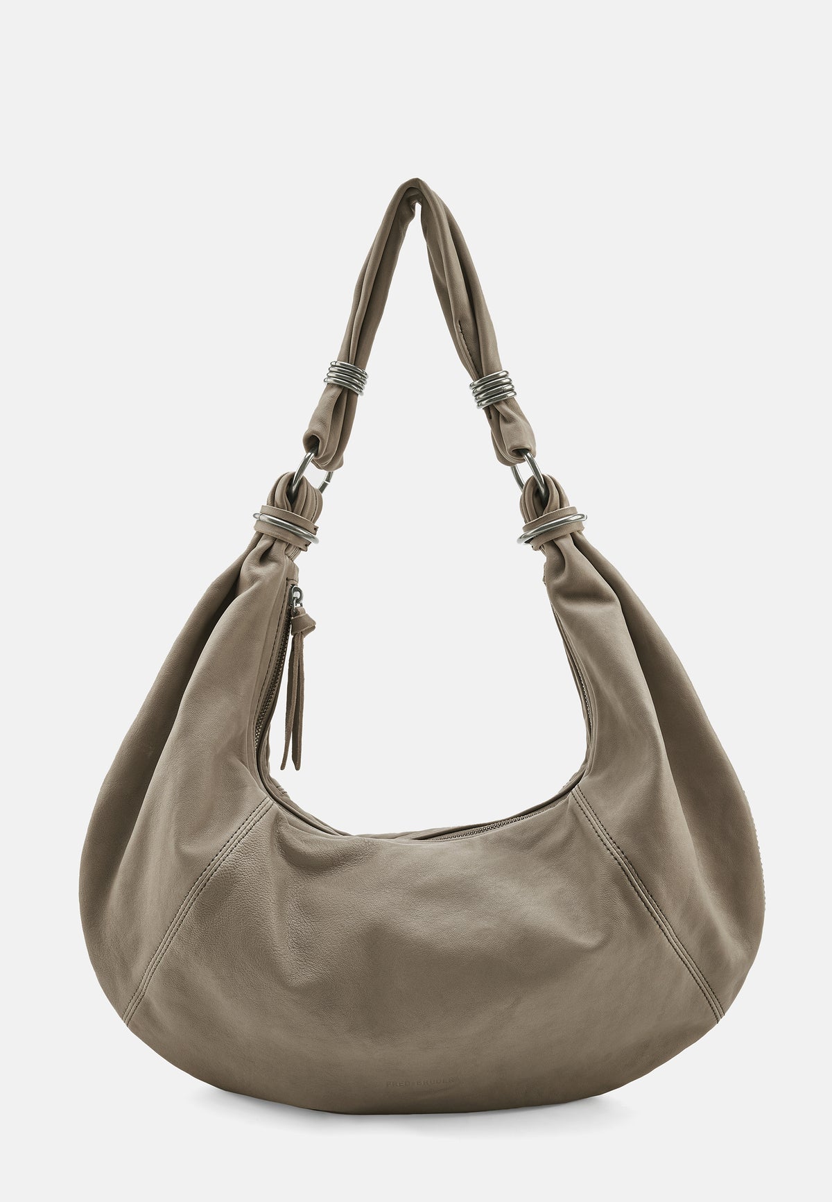 Schultertasche Big Hobo in Lederoptik, khaki, mit geflochtenen Kordelträgern