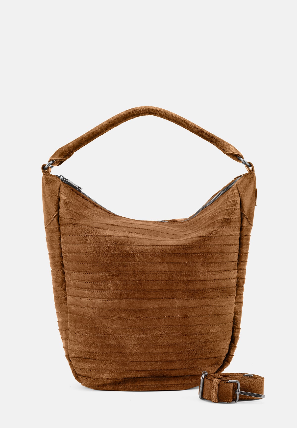 Hobo-Tasche in Desert-Brown mit kurzem Henkel und abnehmbarem Schultergurt