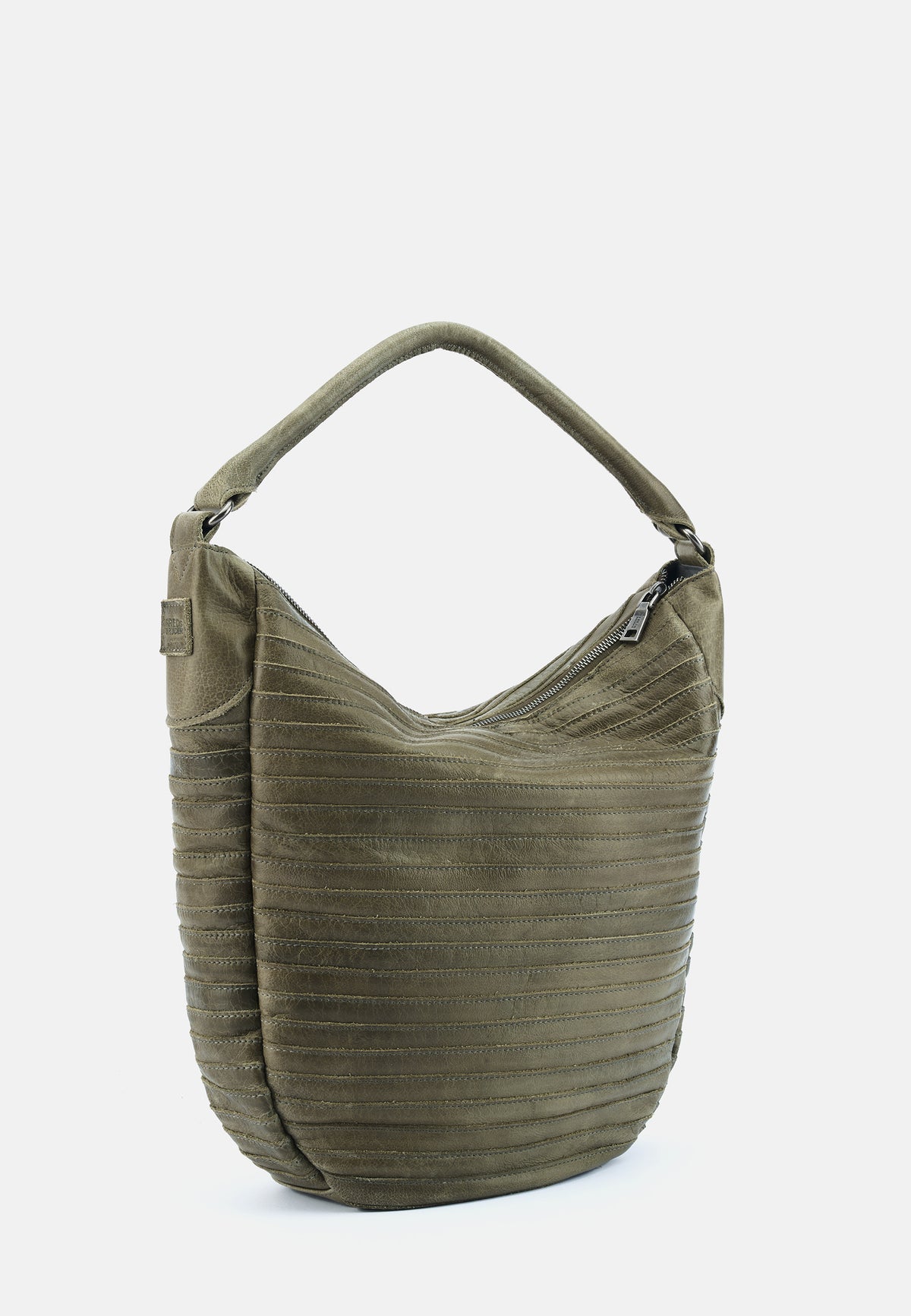 Hobo-Tasche in Olivgrün mit geripptem Material und seitlicher Naht