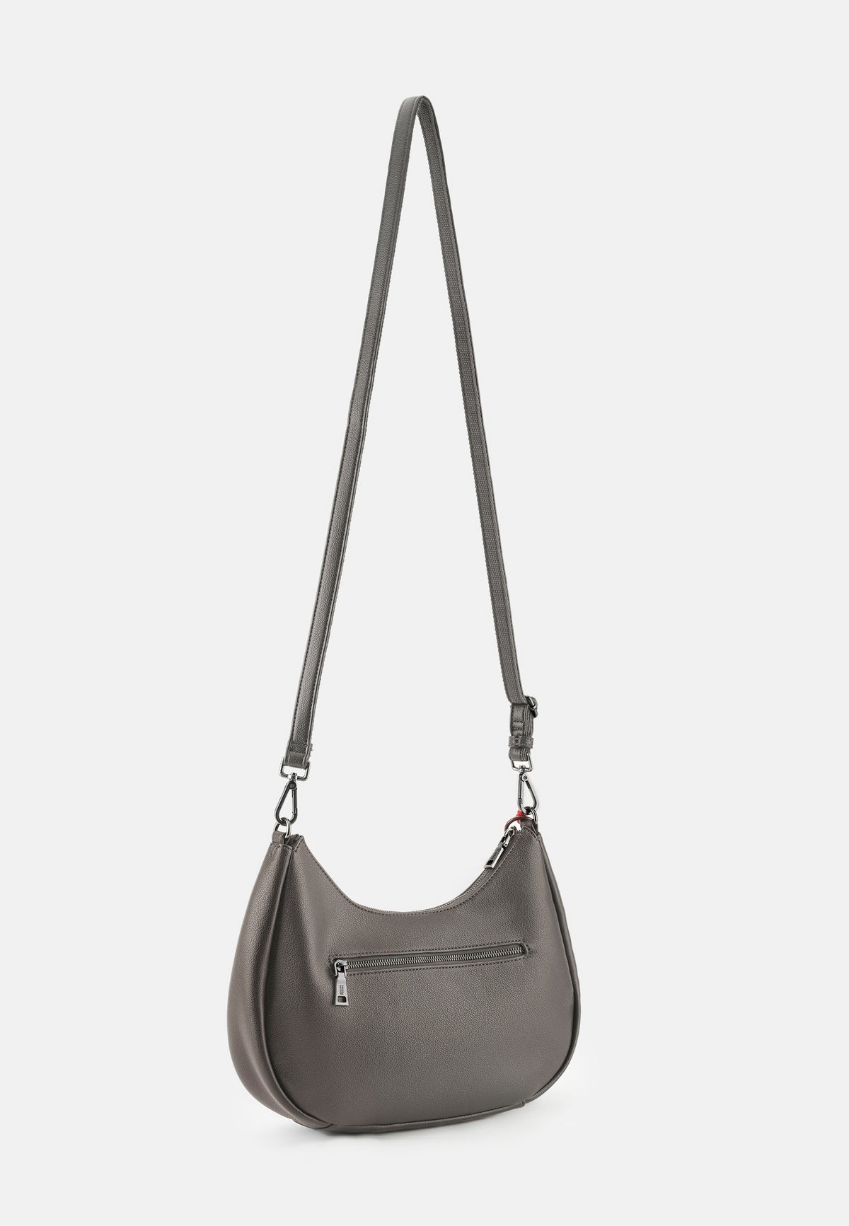 My Bestie lange Hobo-Tasche in dunkelgrau mit kurzen Henkeln und Reißverschluss-Vortasche