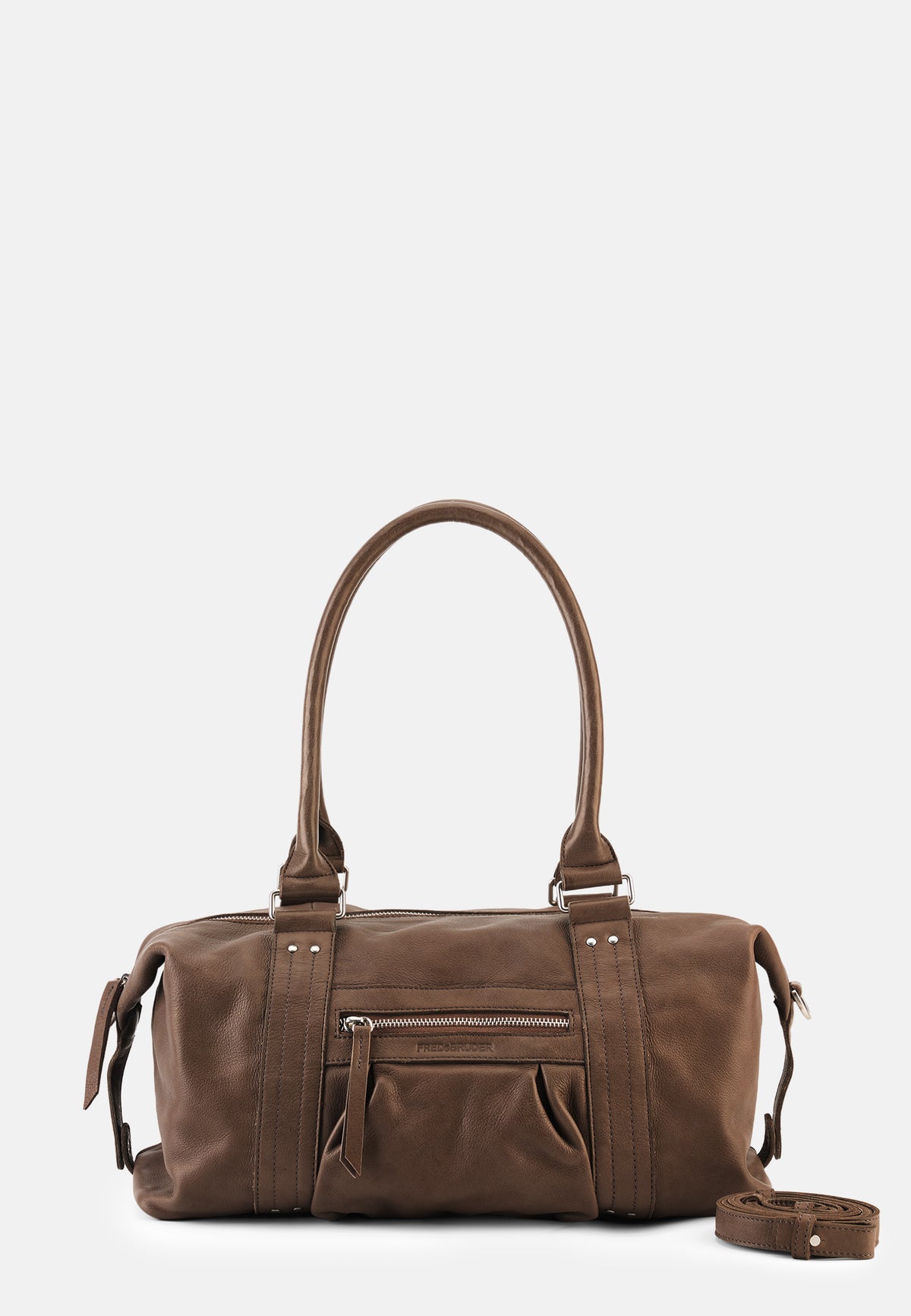 Schultertasche Pocket Play, dunkelbraune Handtasche mit Tragegriffen und Schulterriemen