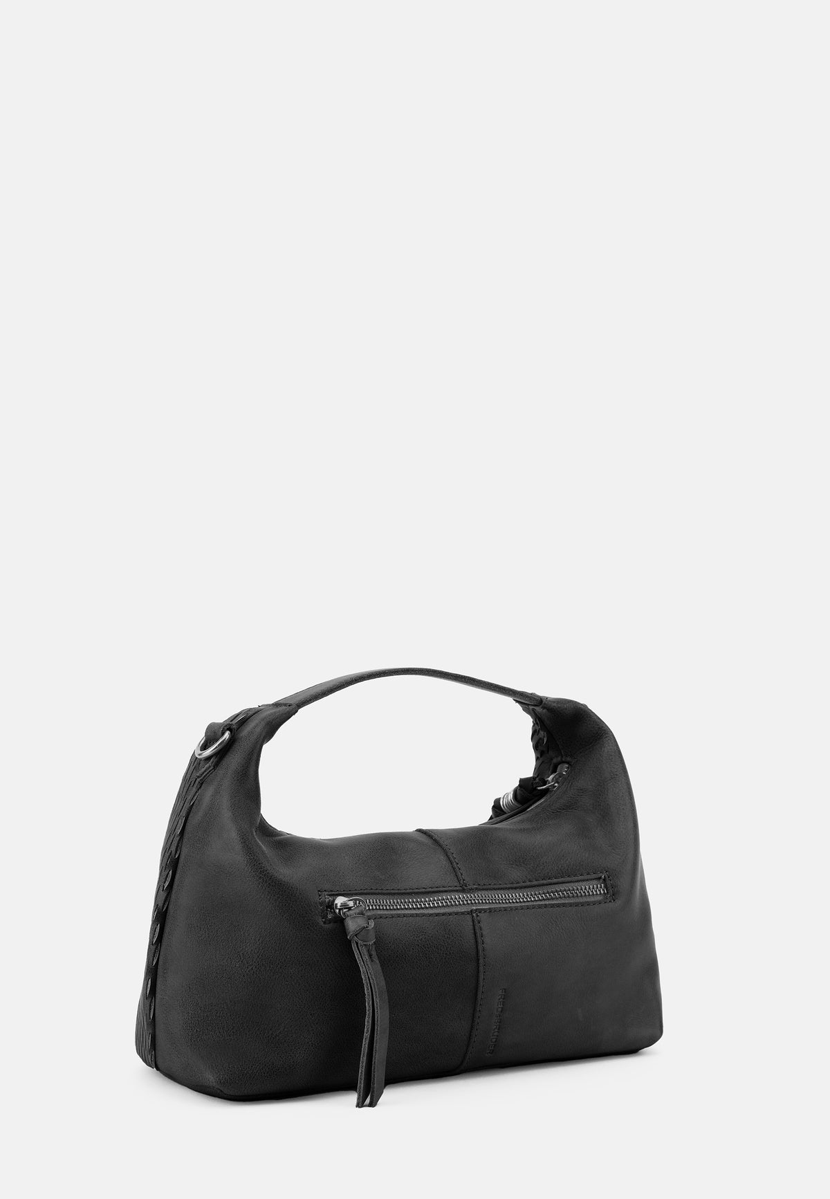 Schwarze Handtasche mit Reißverschluss-Vortasche und kurzem Tragehenkel