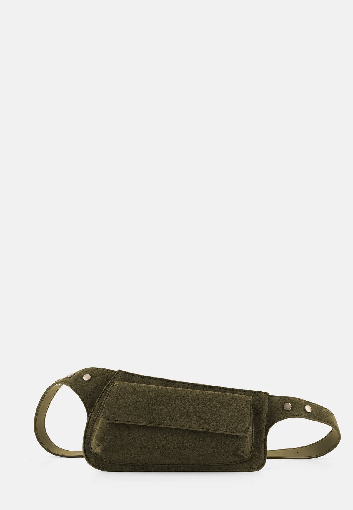 Softly-Gürteltasche Olivgrün mit breitem Riemen und Vorderklappe mit Taschenpatte