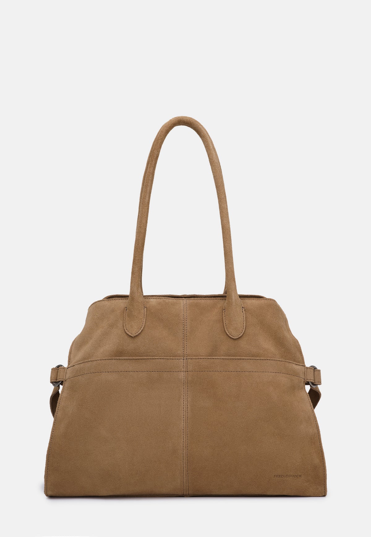 Geräumige Shopper-Tasche aus Canvas, karamellbraun, mit kurzen Tragegriffen und Reißverschlussfach