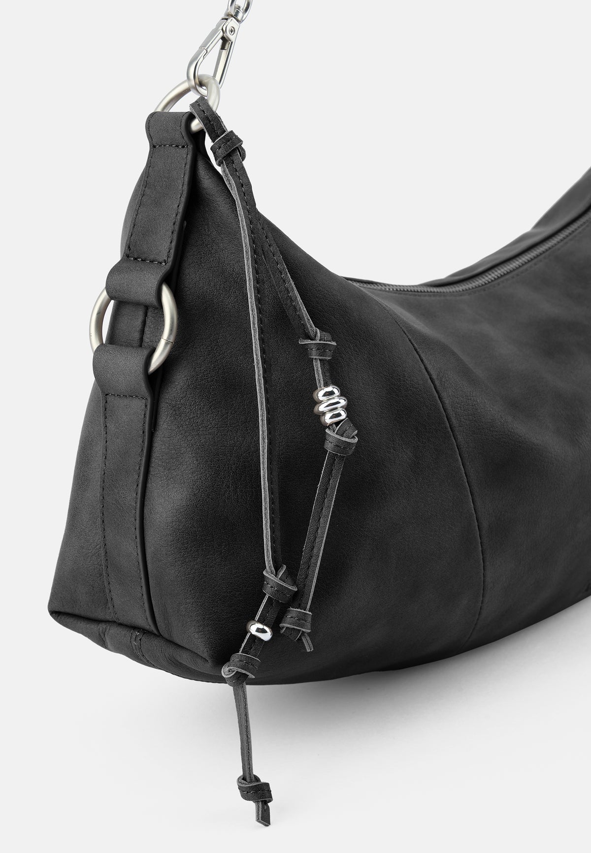 Stay With Me große Schultertasche, schwarze Hobo-Form mit Front-Schnürdetail