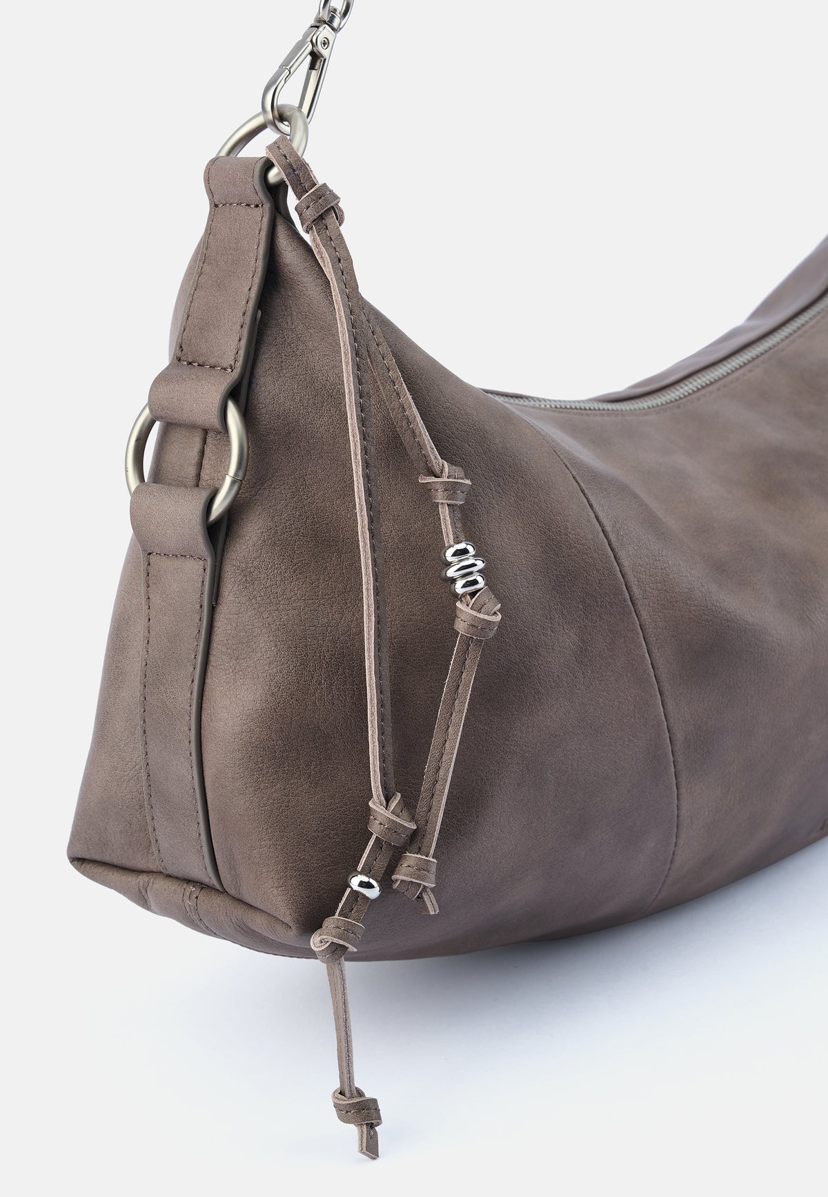 Stay With Me große Schultertasche, khakibraune Hobo-Form mit Front-Schnürdetail