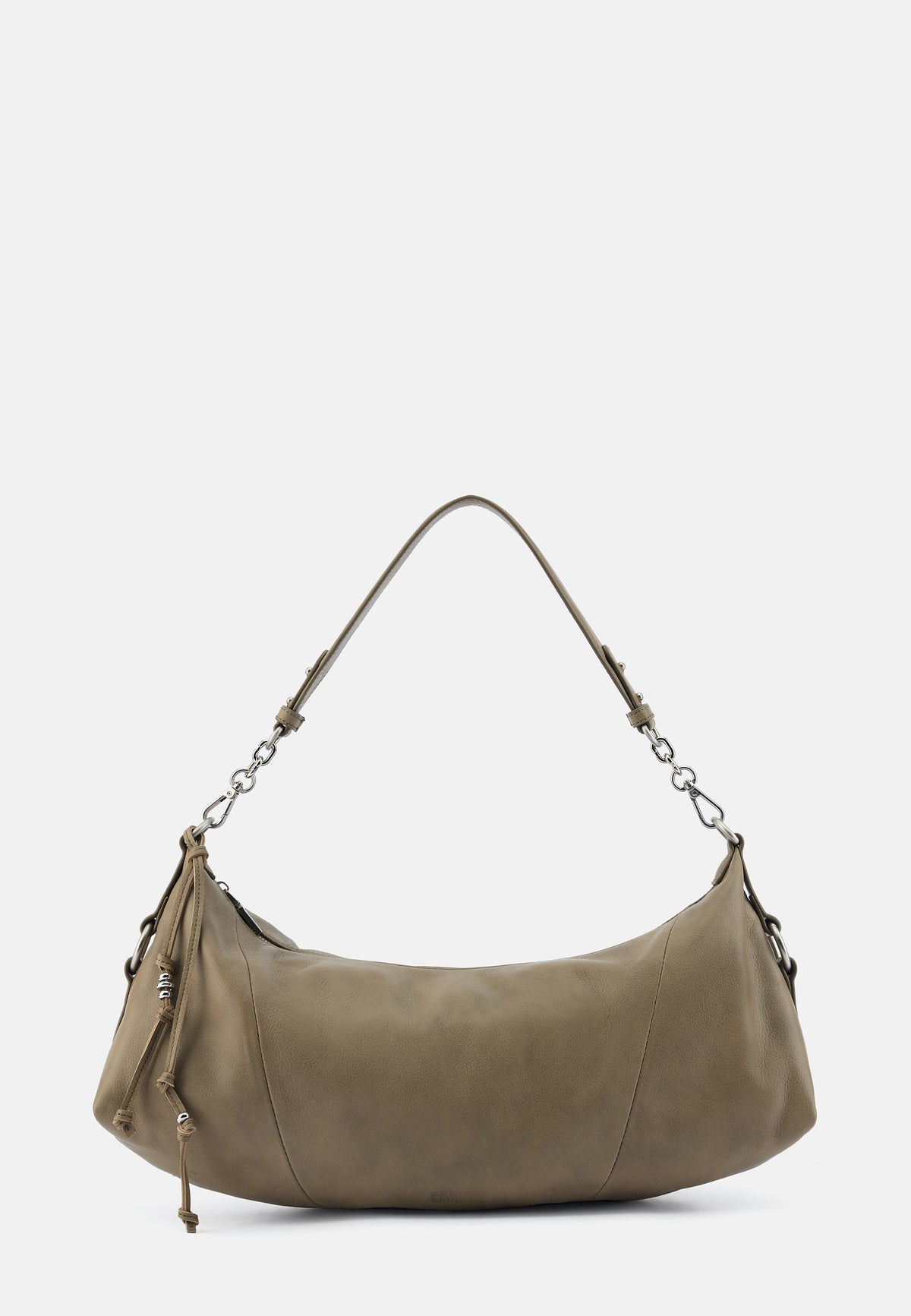 Stay With Me große Schultertasche, beigefarbene Hobo-Form mit Kettenhenkeln