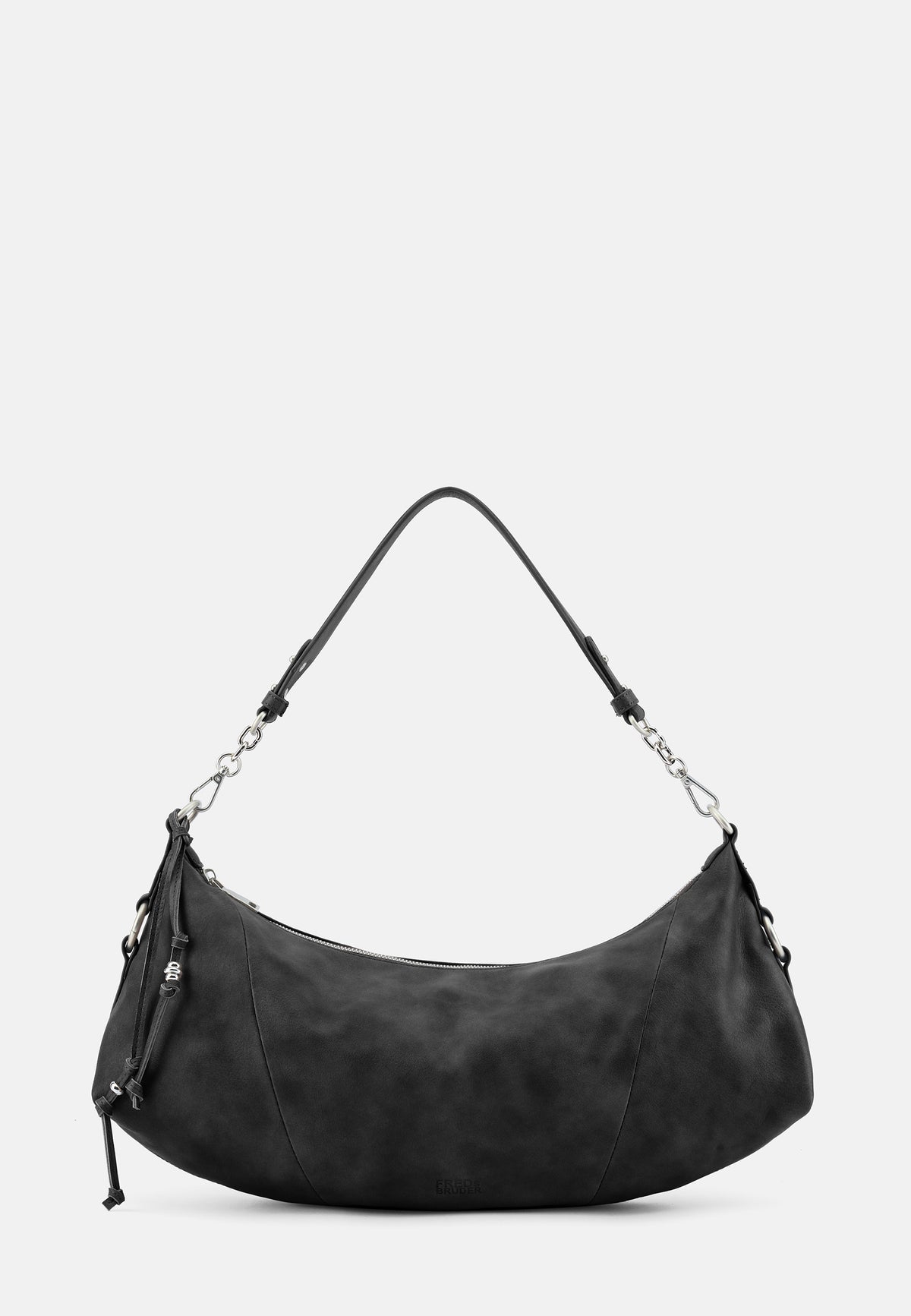 Stay With Me große Schultertasche, schwarze Hobo-Form mit Kettenhenkeln