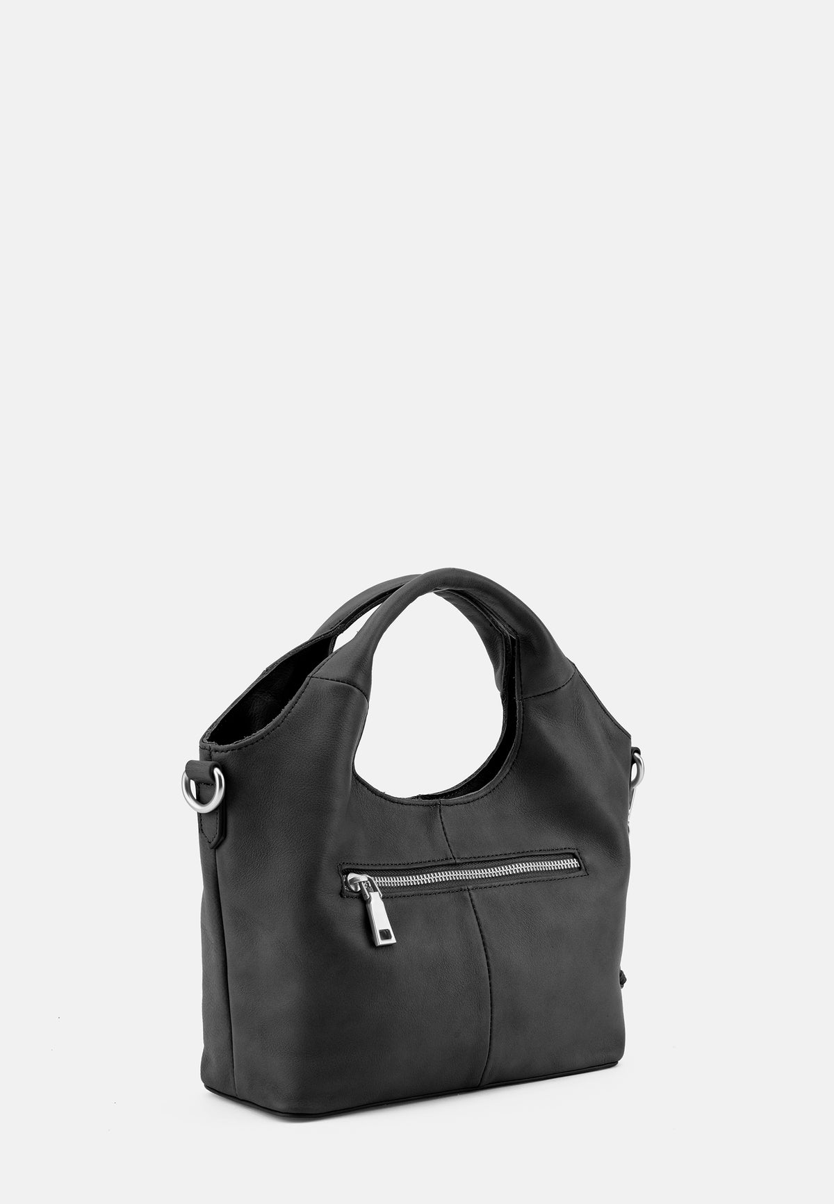 Handtasche (schwarz) mit Front-Reißverschlussfach und seitlichen Tragegriffen