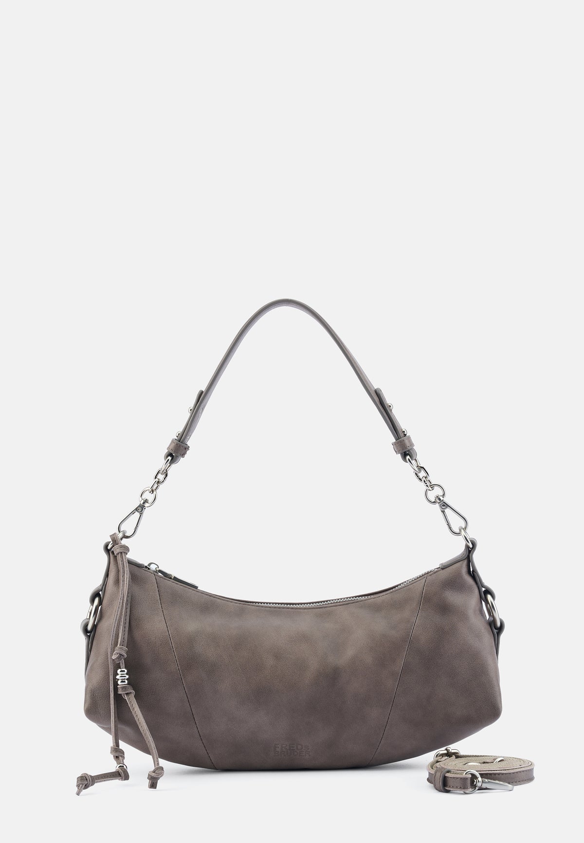Schultertasche Hobo, braun-matt (Muddy Khaki Brown) mit Kettenriemen und Zugverschluss