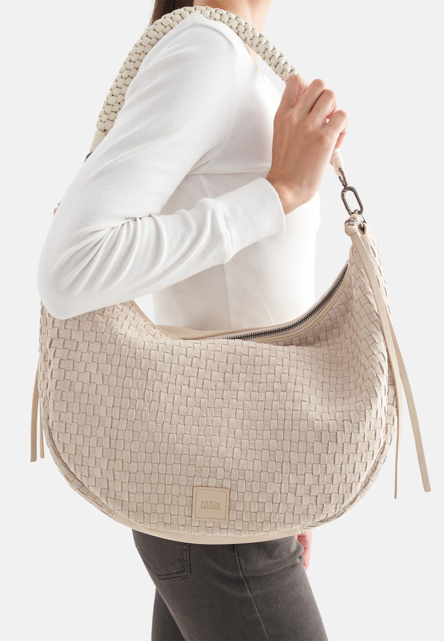 FREDsBRUDER- Handtaschen>Damen>Ledertaschen>Hobo Taschen- Natural Flow Hobo- black / OS-oat milk / OS-caramel / OS