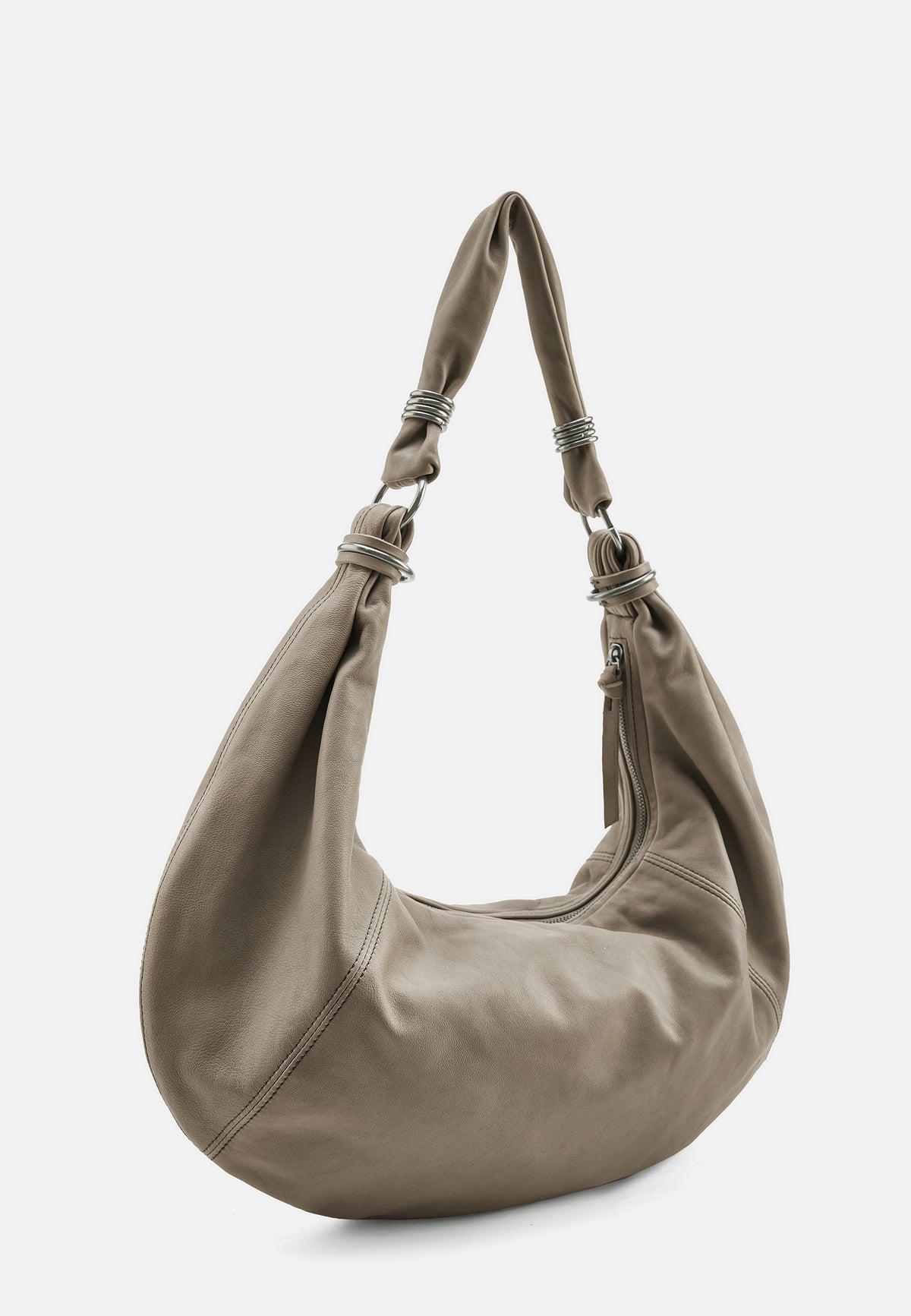 Schultertasche Big Hobo, khaki, seitliche Ansicht mit Volumenform
