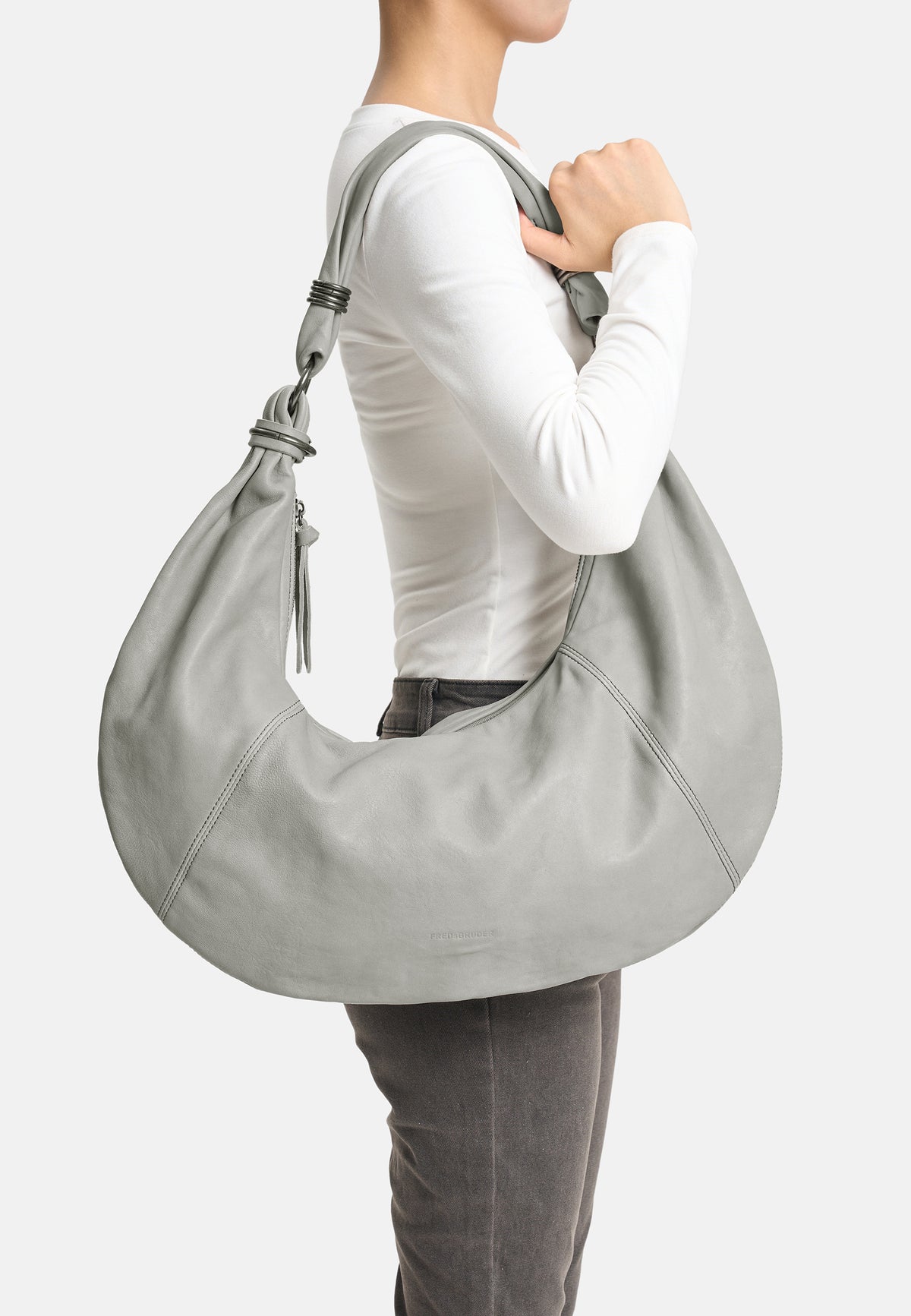 Always With You Big-Hobo-Tasche hellgrau, weiche Hoboform mit Schulterriemen