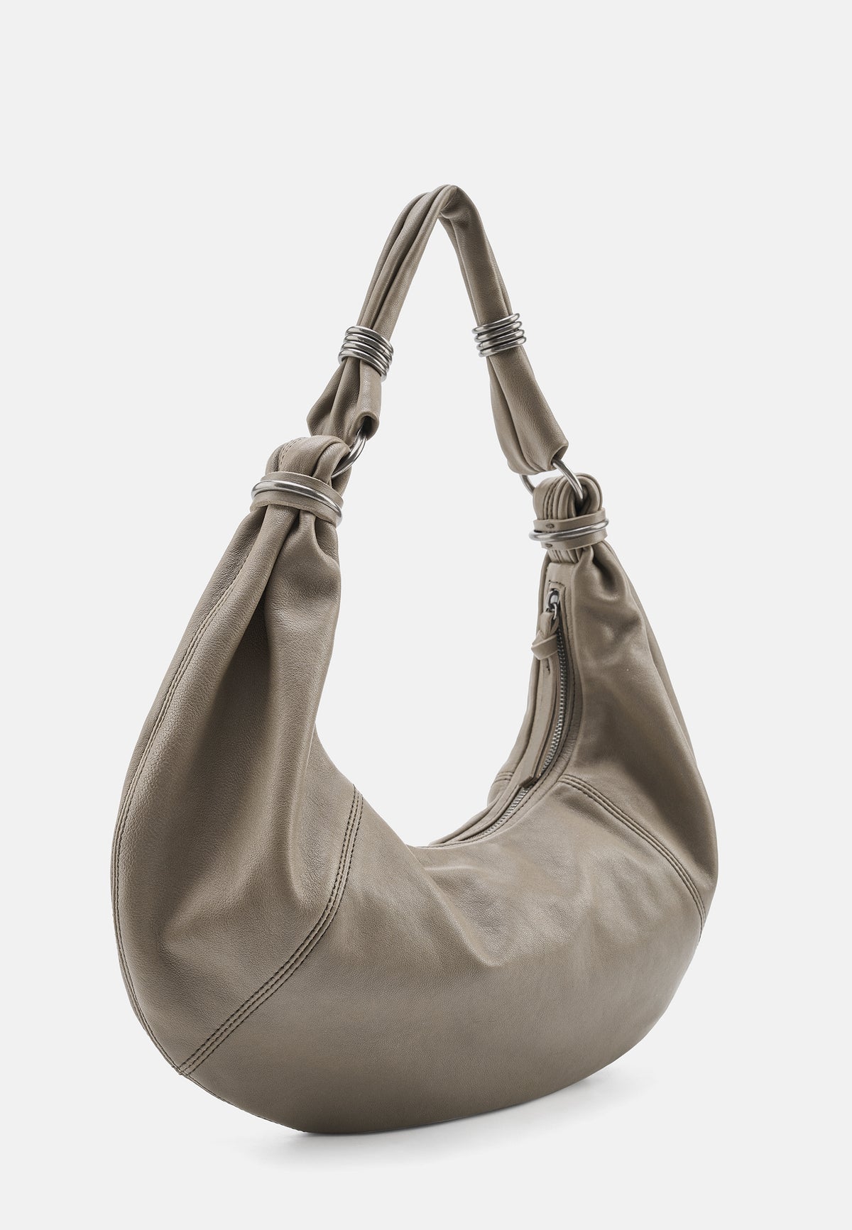 Matschiges Khaki Hobo-Tasche mit breiten Griffen und abgerundeter Schulterform