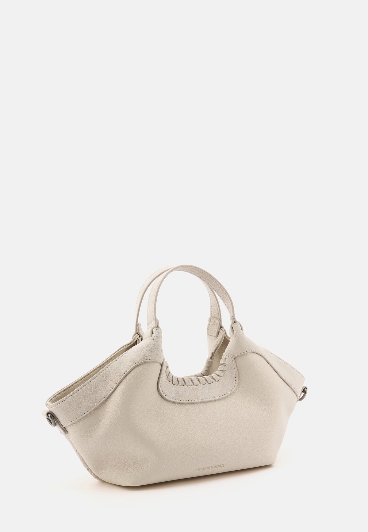 Kleine Shopper-Tasche in Creme mit kurzen Henkeln, schmalem Look und abnehmbarem Riemen