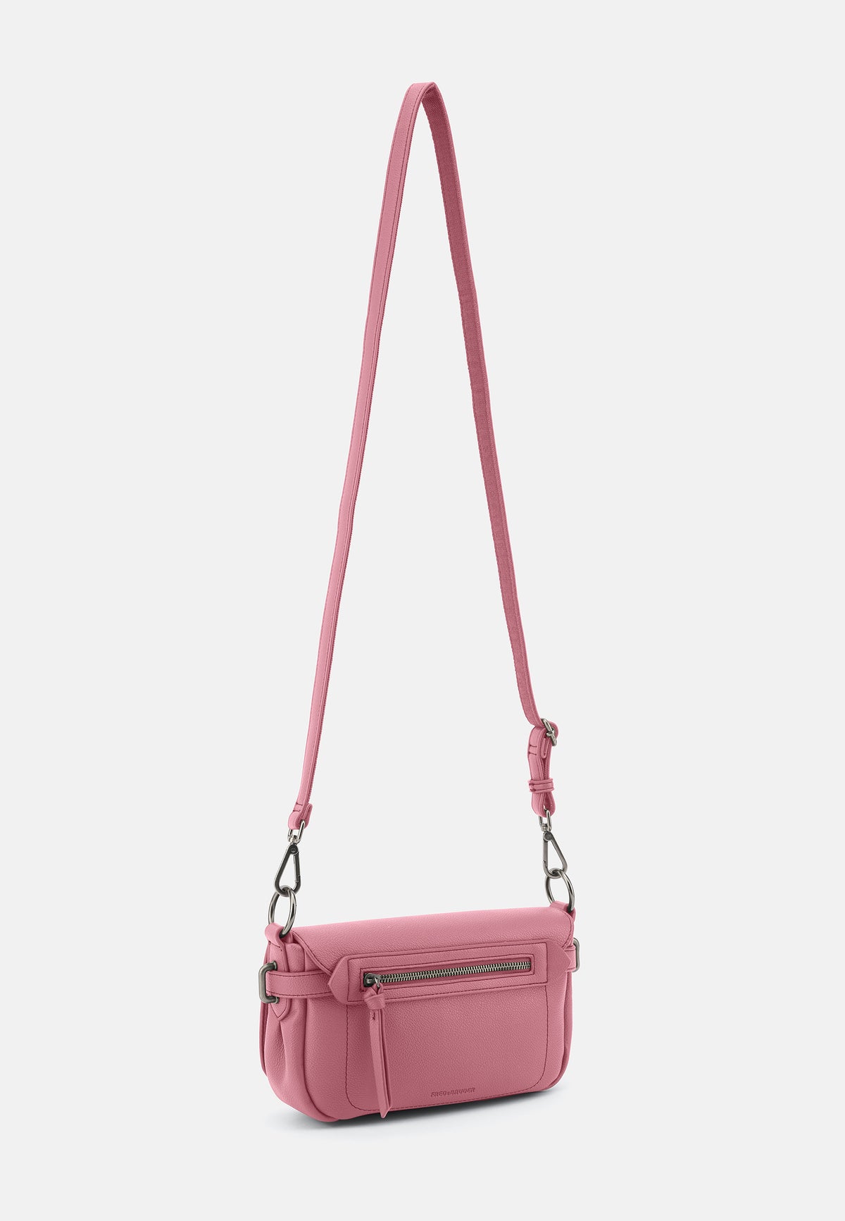 Crossbody-Tasche mit Klappe, rosa, verstellbarer Schulterriemen