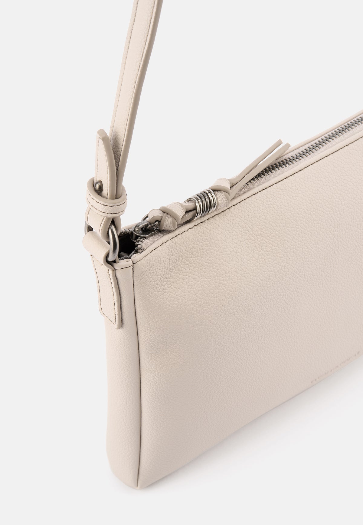 Hellbeige Umhängetasche mit seitlichem Detail und Reißverschlussöffnung