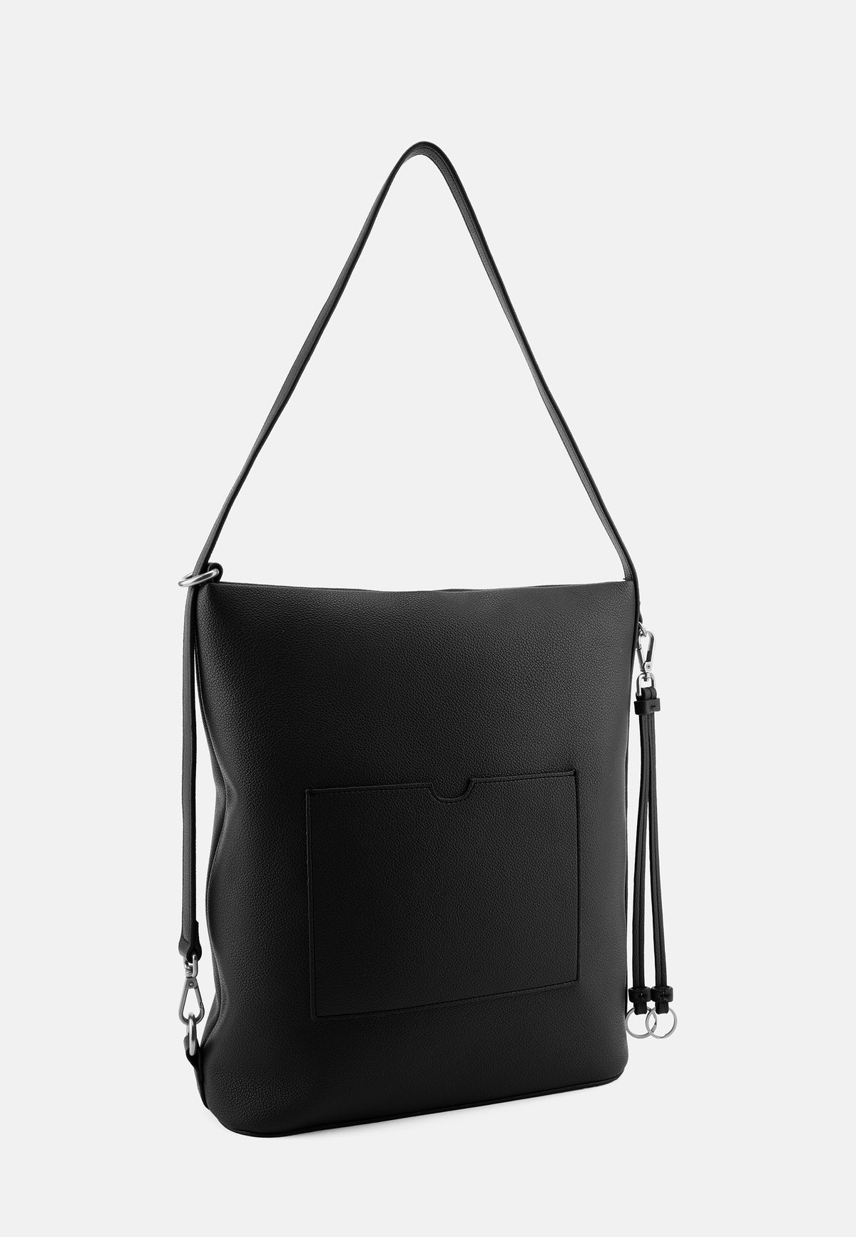 Hobo-Umhängetasche in Schwarz mit Fronttasche und verstellbaren Riemen, schlichtes Design