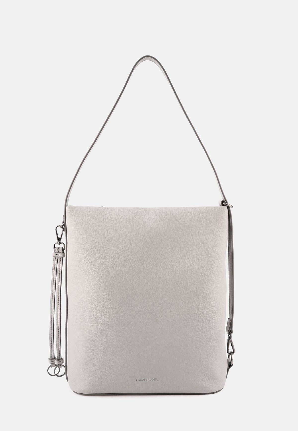 Hobo-Umhängetasche in Hellgrau mit kurzem Henkel und seitlichem Zipper-Detail