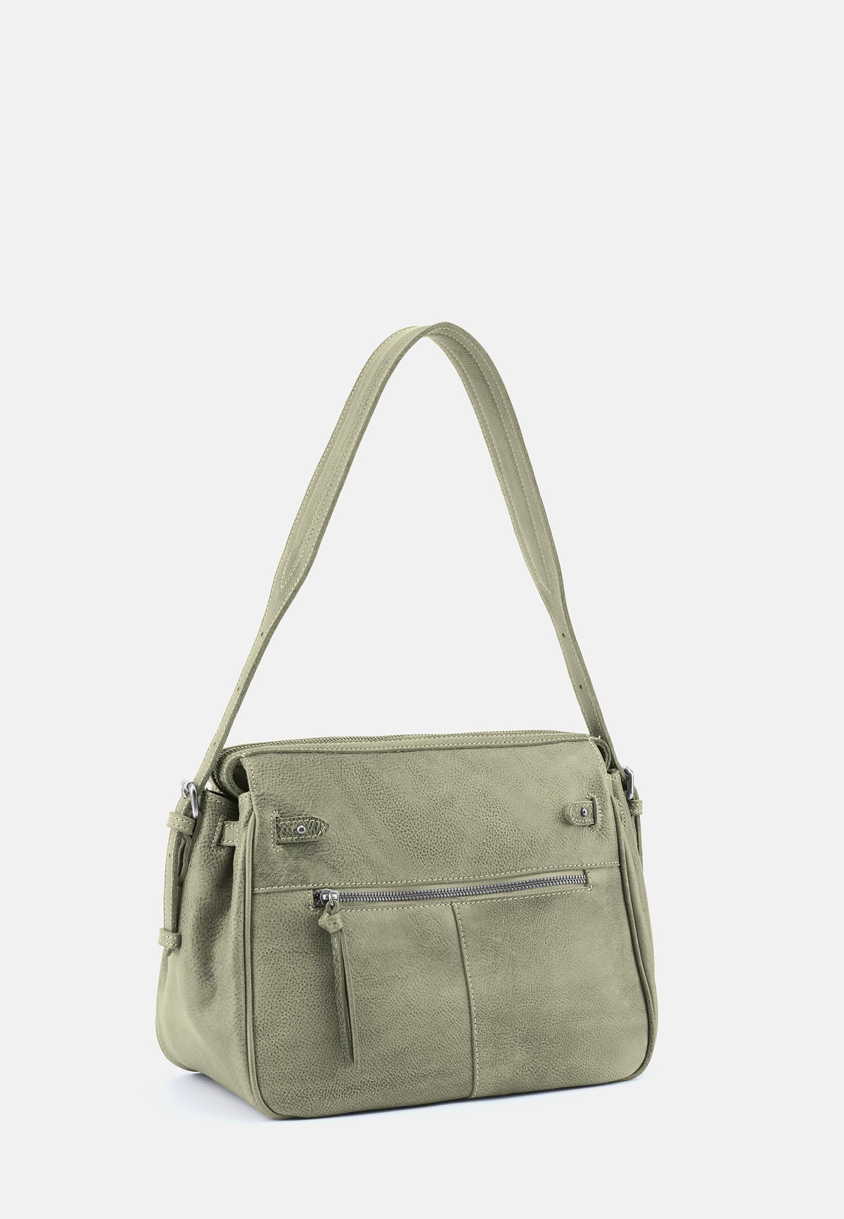 Grüne Schultertasche (Leaf) mit Reißverschluss und Fronttasche