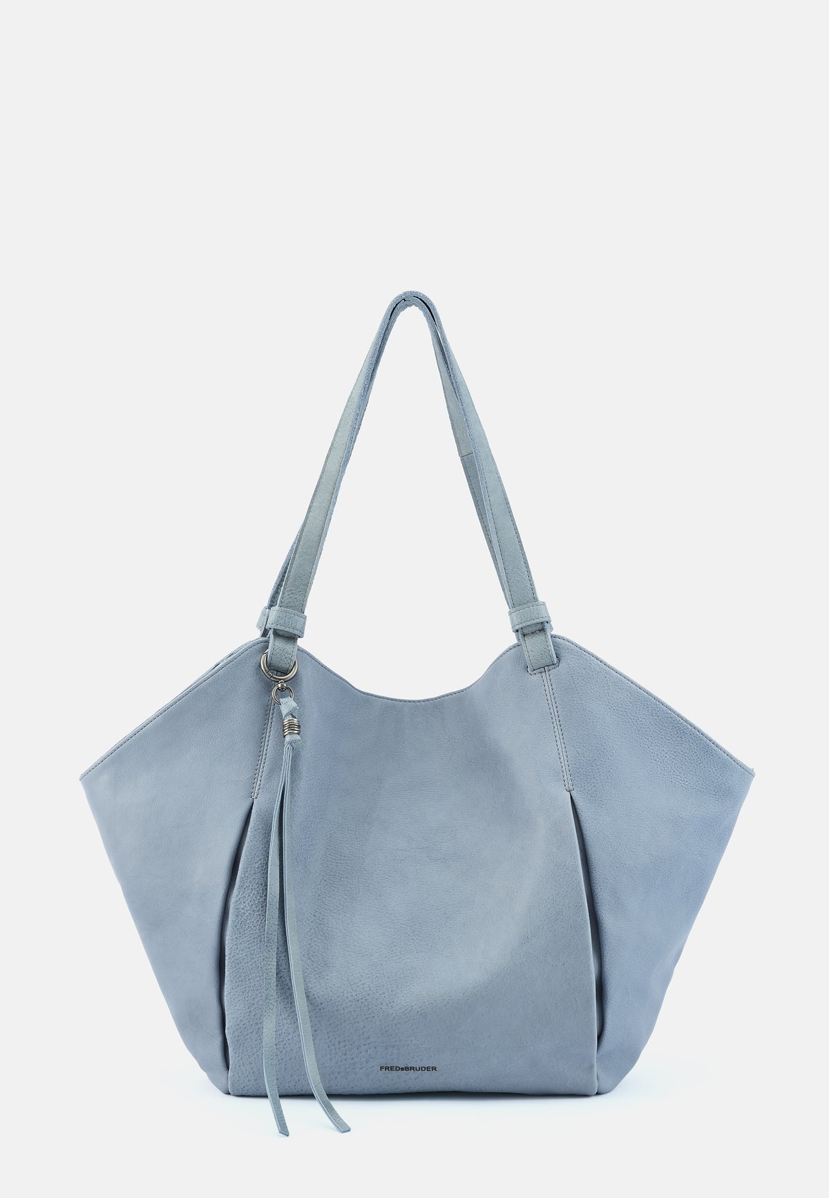 Blauer Tulpen-Shopper mit Schultergurten und Quasten