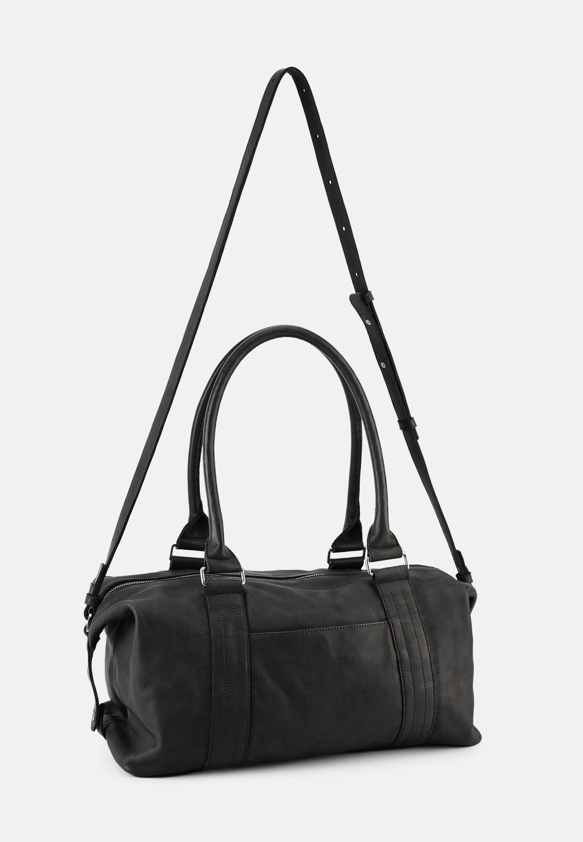 Schultertasche Pocket Play, schwarze Tasche mit Schultergurt und seitlichen Schlaufen