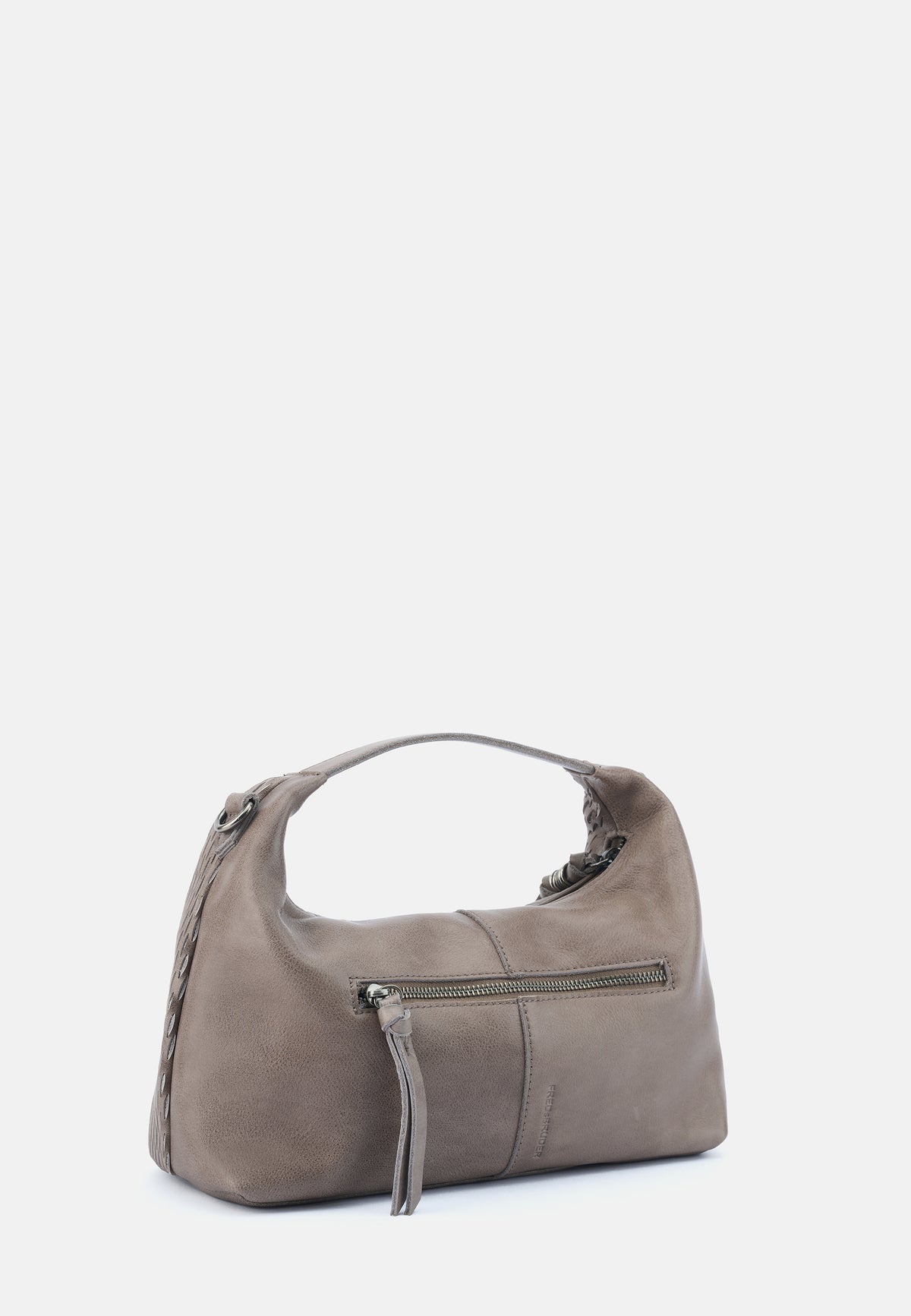 Beige Handtasche mit Reißverschluss-Vortasche und kurzem, geflochtenem Tragehenkel