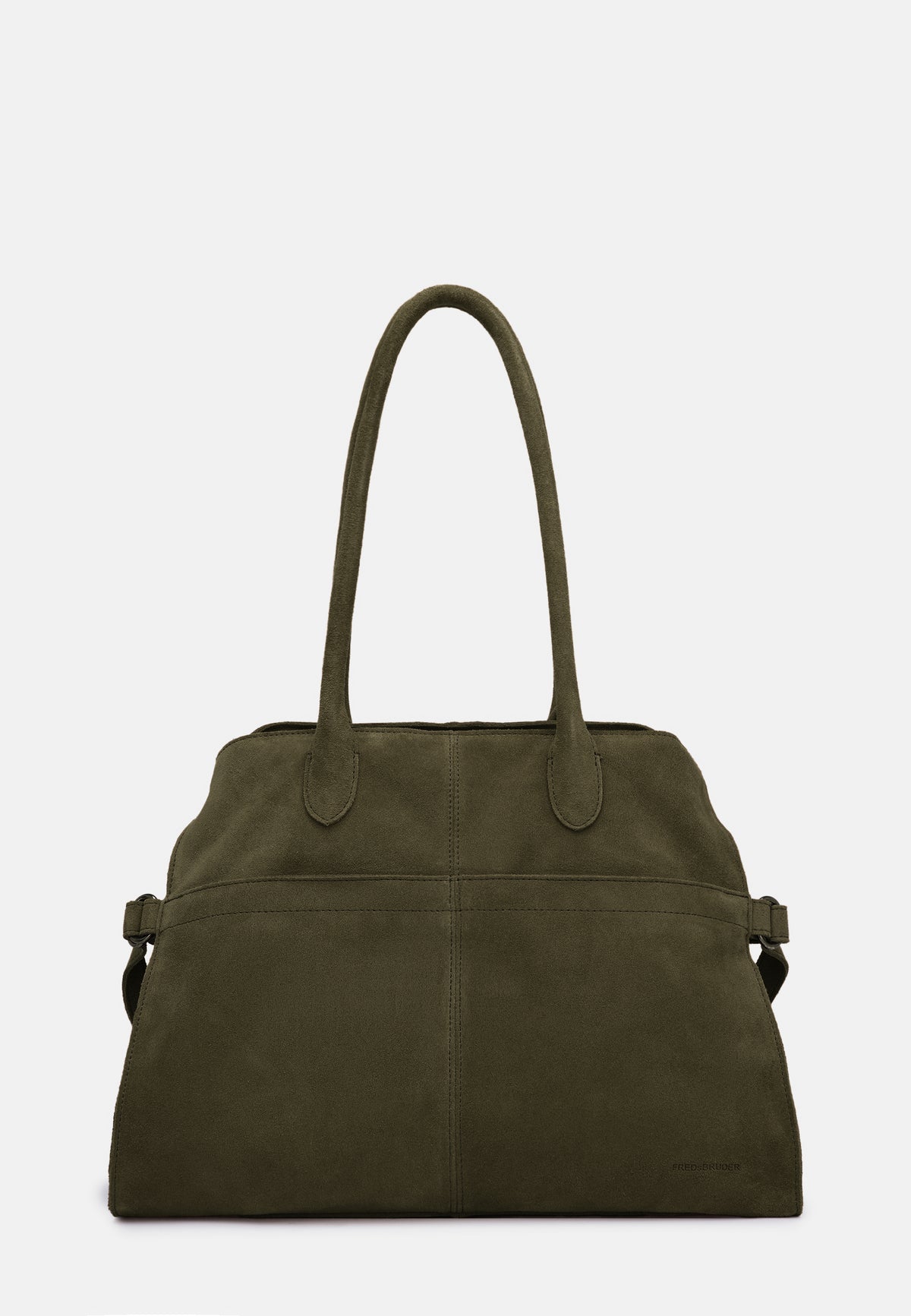 Shopper-Tasche aus Canvas in Olivgrün mit kurzen Tragegriffen, Reißverschluss und Außenfach