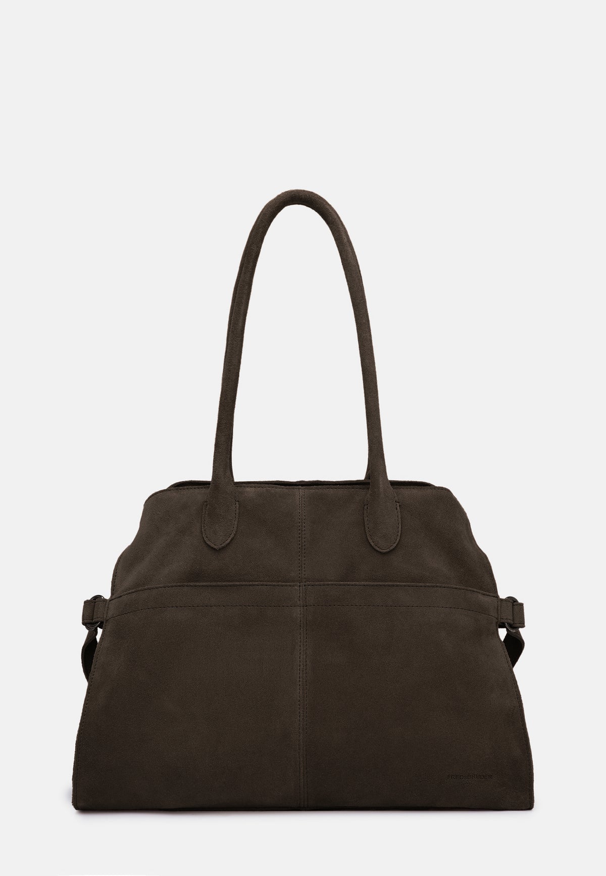Shopper-Tasche aus Canvas, dunkelbraun, mit kurzen Tragegriffen und seitlichen Verschlüssen