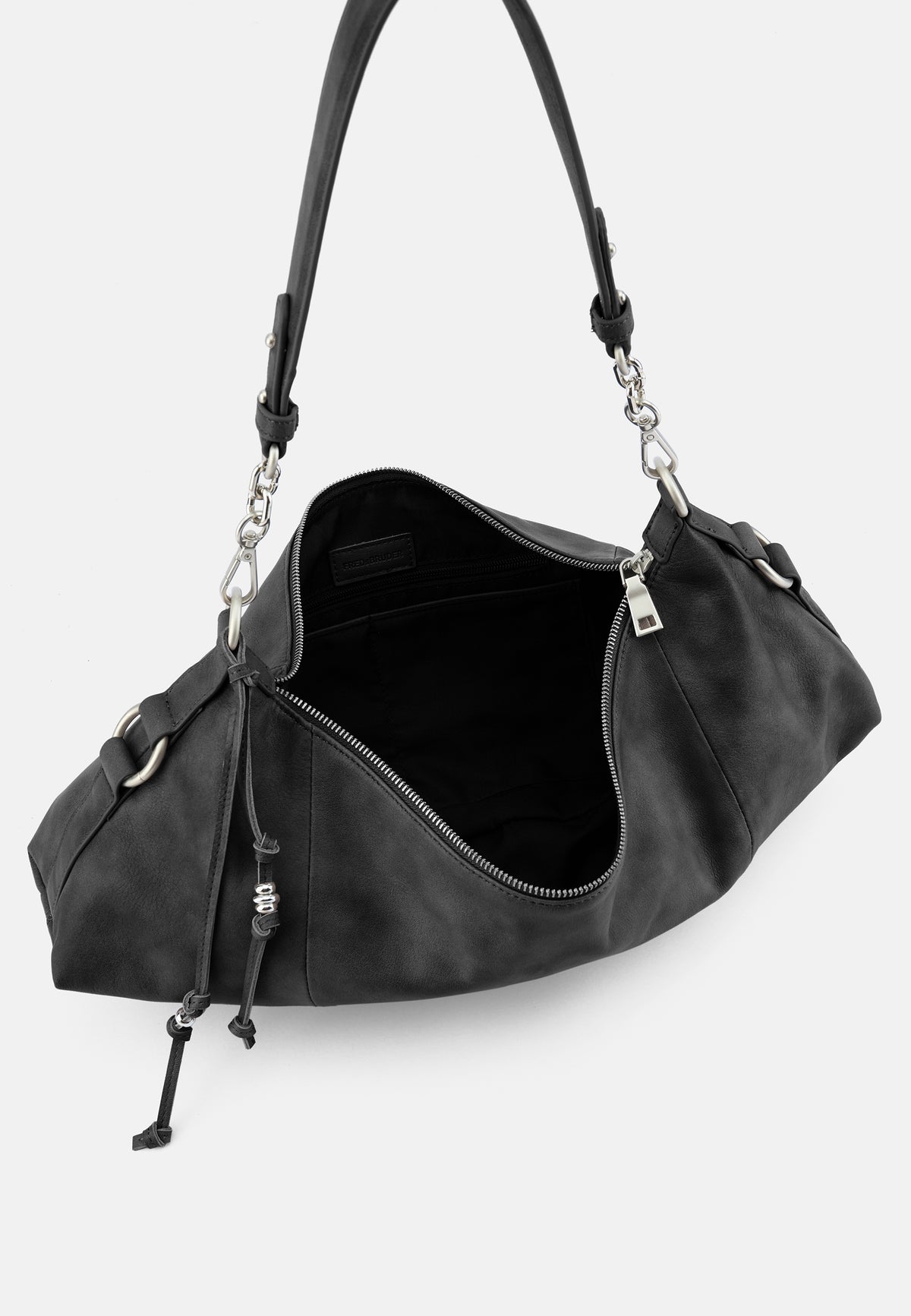 Stay With Me große Schultertasche, schwarze Hobo-Form mit offenem Innenfach