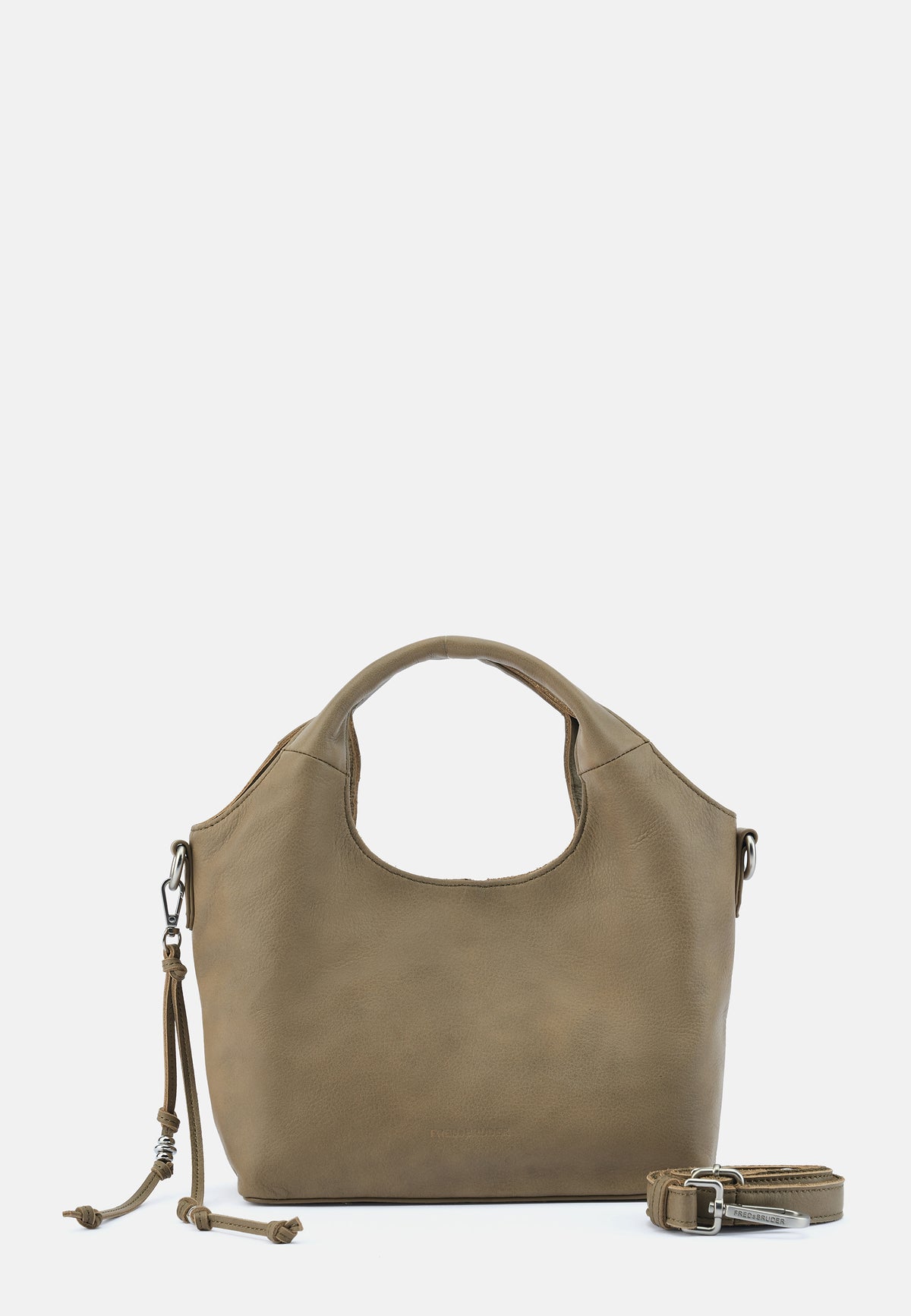 Handtasche (grau-brauner Khaki) mit Henkel, Reißverschluss und Schultergurt