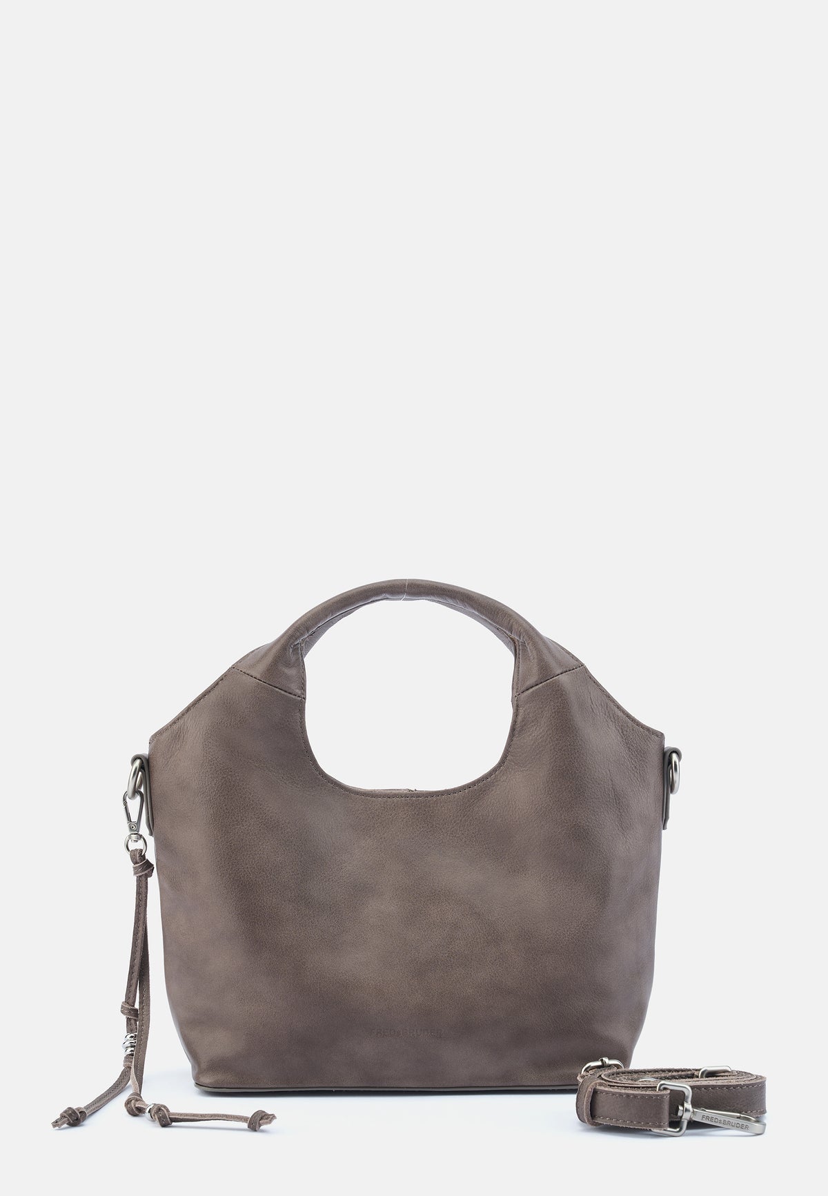 Handtasche (matschig Khaki-Braun) mit Henkel, abnehmbarem Schultergurt und breitem Riemen