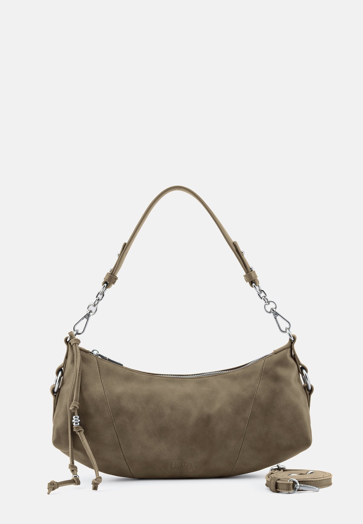 Schultertasche Hobo in Muddy Khaki Brown mit Kettenriemen und herausnehmbarem Schultergurt