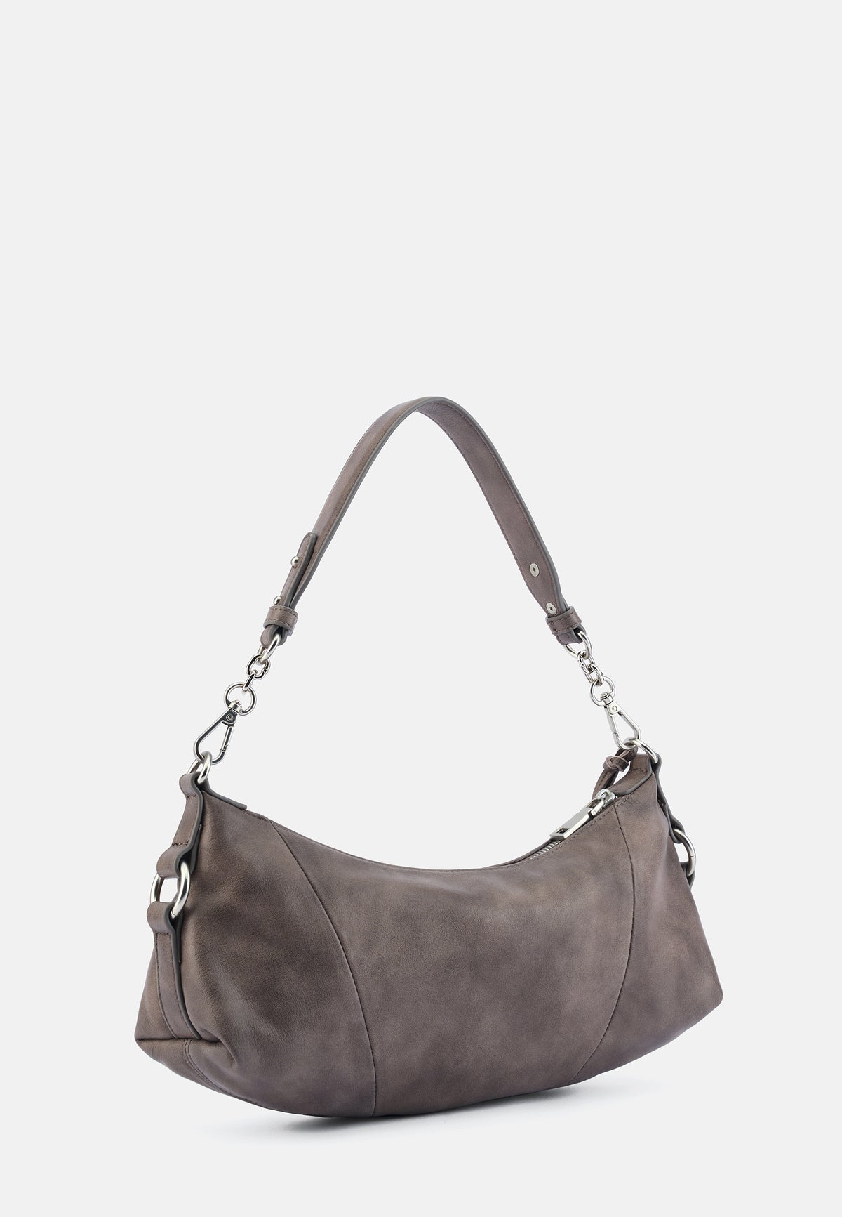 Schultertasche Hobo in Grau-Khaki (Greyish Khaki) mit Kettenriemen und Zugband